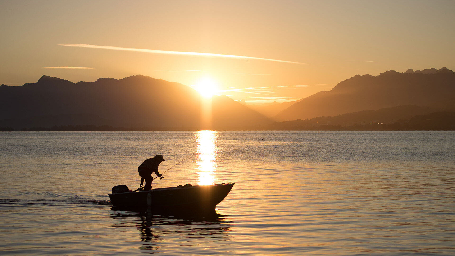 Der frühe Fischer fängt den Egli
